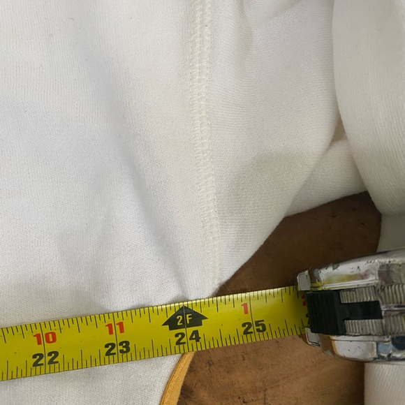 Abercrombie & Fitch Women Sweatshirt Large  Soft V Neck Pullover White Yellow - Picture 7 of 8